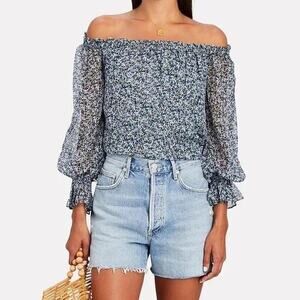Nwt Intermix Thea off the shoulder 100% silk top